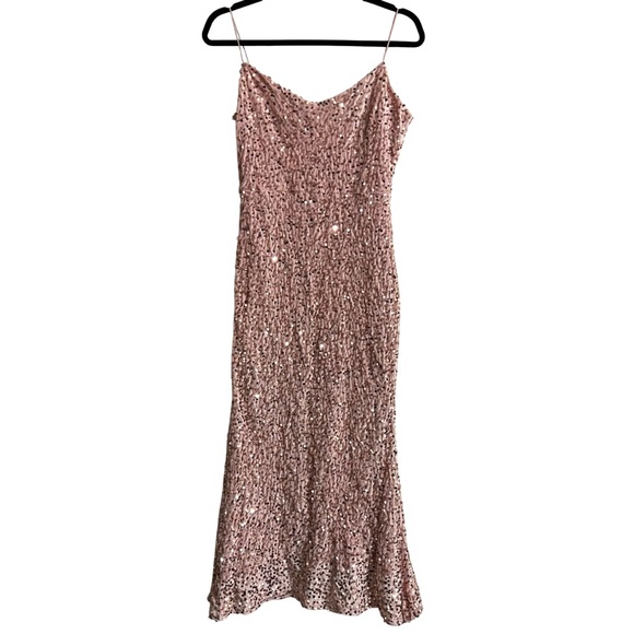 Dazy Pink Velvet Sequin Mermaid Maxi Dress Size Medium - Picture 1 of 6